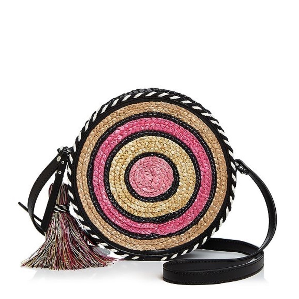 Rebecca Minkoff circle straw crossbody